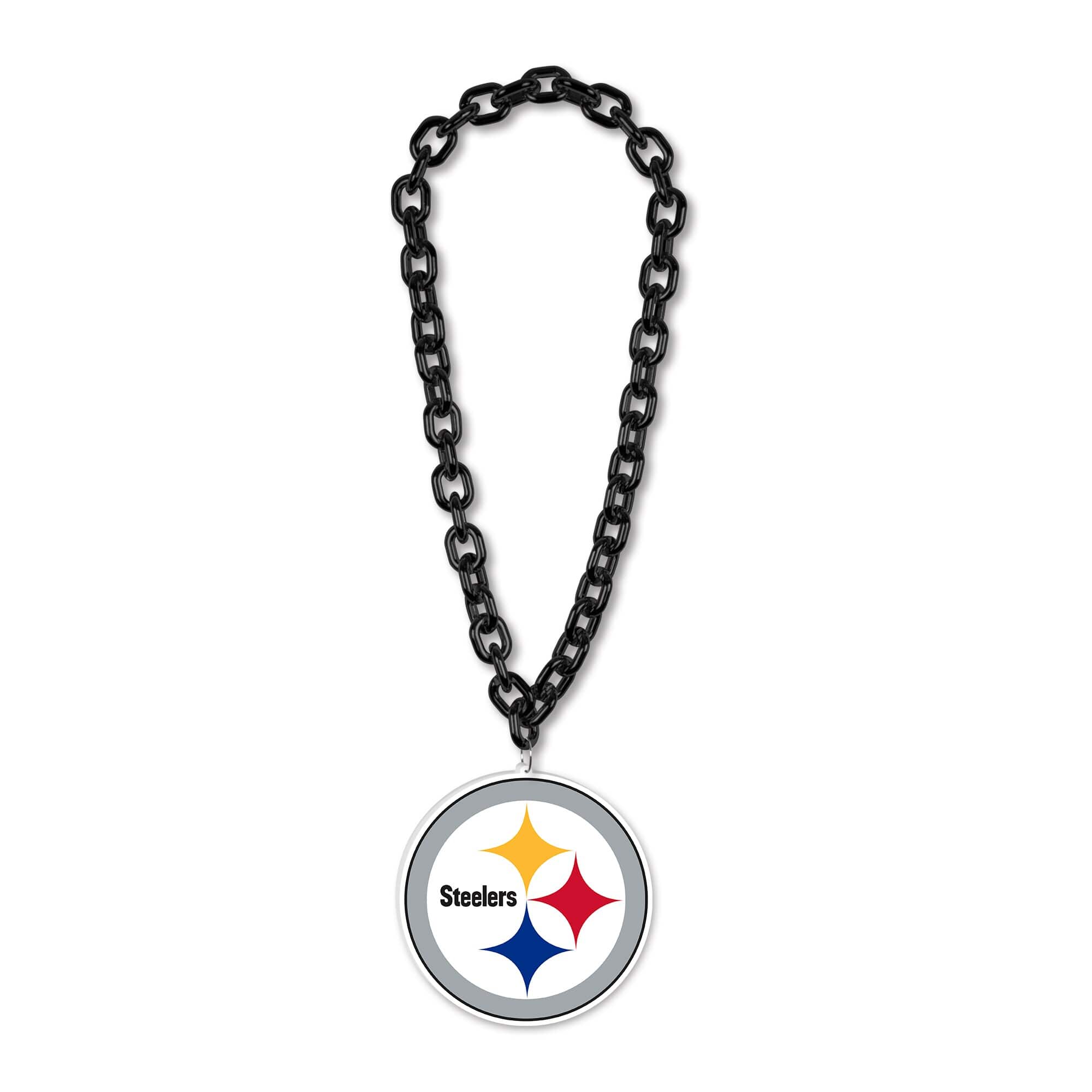 Front. WinCraft - Pittsburgh Steelers Big Chain Logo Plastic Necklace - Multicolor.