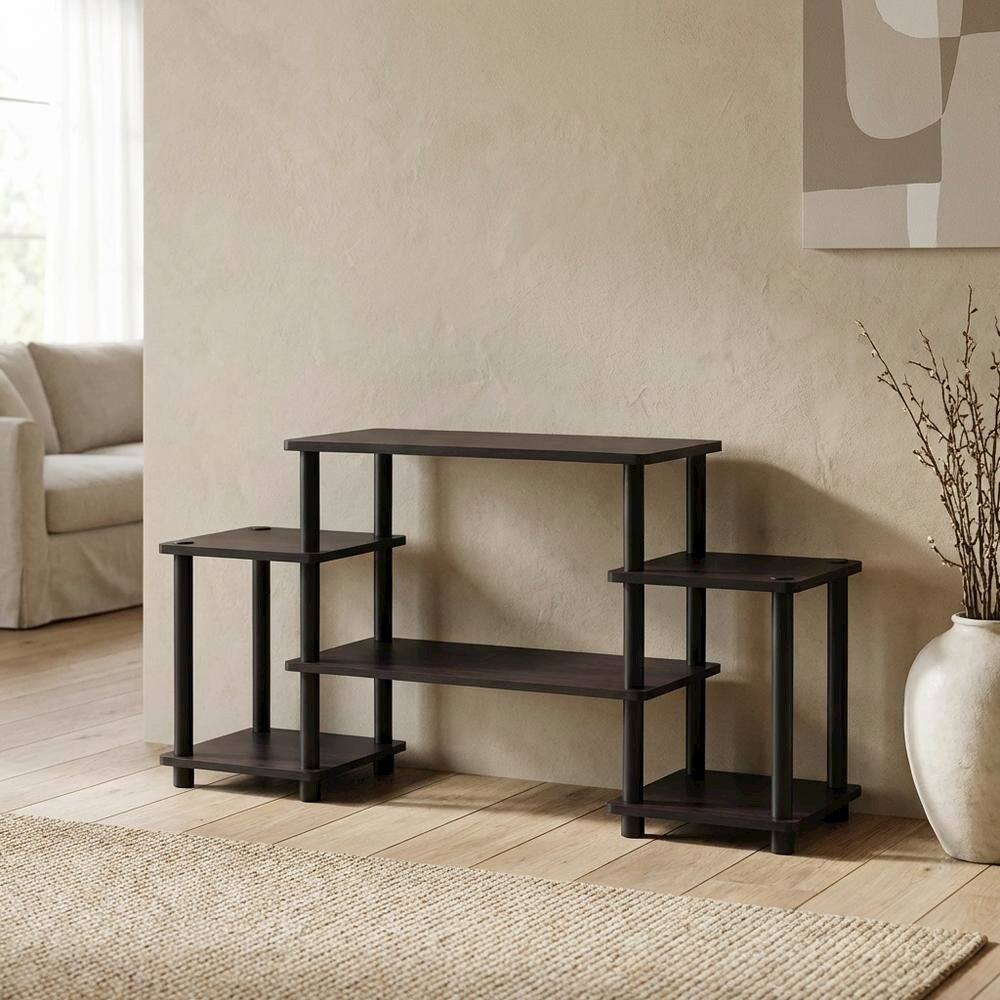 Left. FurniFact - Dark Walnut Furinno No Tools Entertainment Center with Spacious Storage - Dark Walnut.