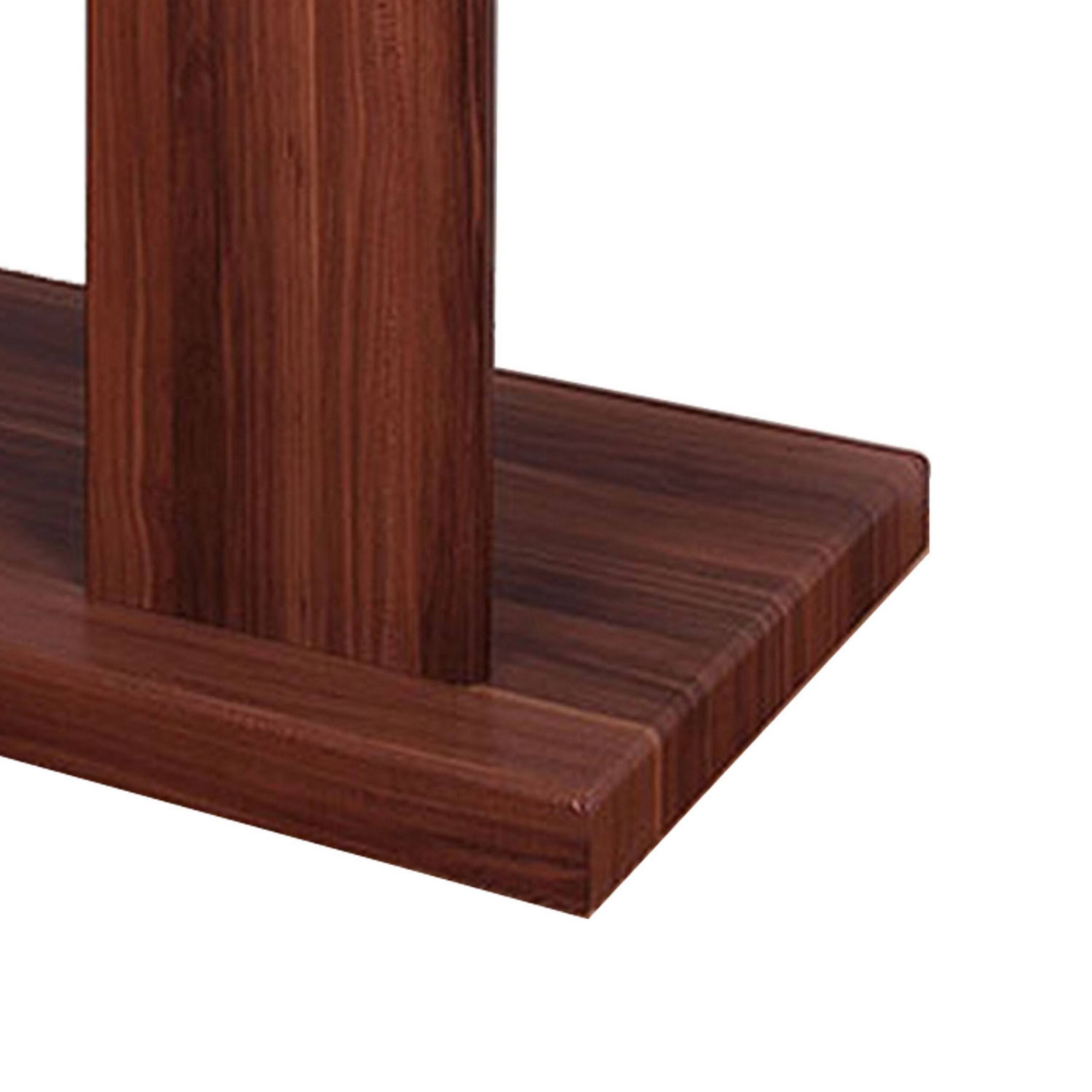 Alt View 3. Manhattan Lane - Liam 47 Inch Sofa Console Table, Brown Wood, Pedestal Base, Black Glass Top - Brown, Black.