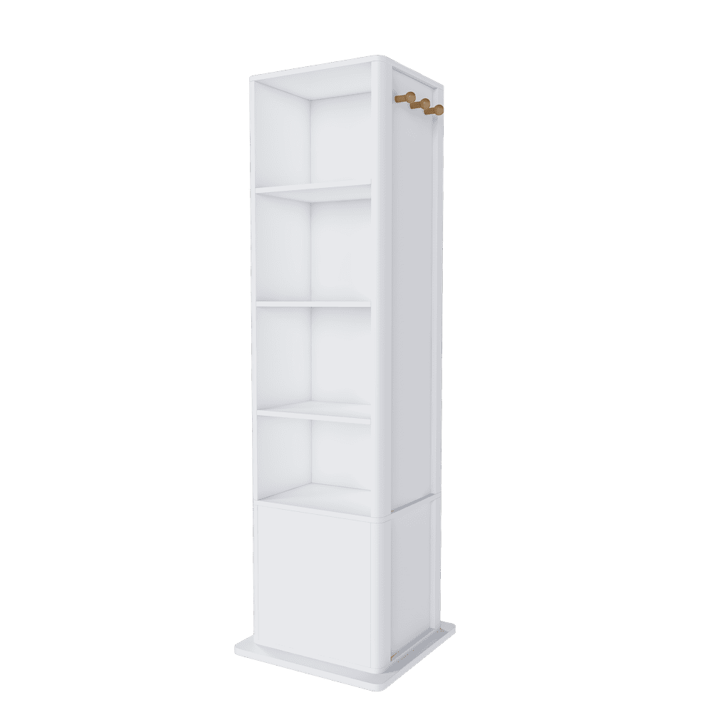 Alt View 10. Kadyn - 360° Rotating Makeup & Jewelry Cabinet, Full Length Mirror Cabinet with Coat Rack, 4 Open & 2 Built-In Shelves, White.
