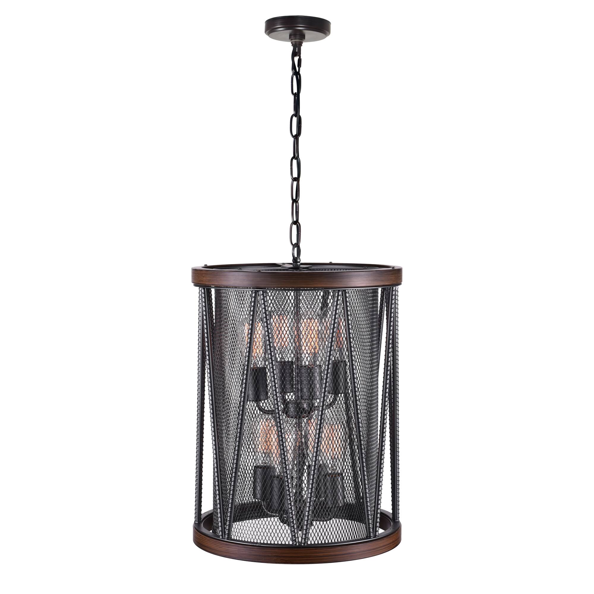 Left. CWI Lighting - Parsh 8 Light Drum Shade Chandelier With Pewter Finish - Pewter.