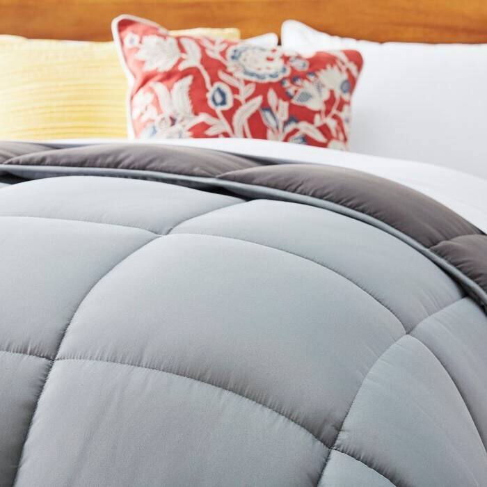 Left. Hivvago - Twin Size All Seasons Plush Light/Dark Grey Reversible Polyester Down Alternative Comforter - Plush Light/Dark Grey.