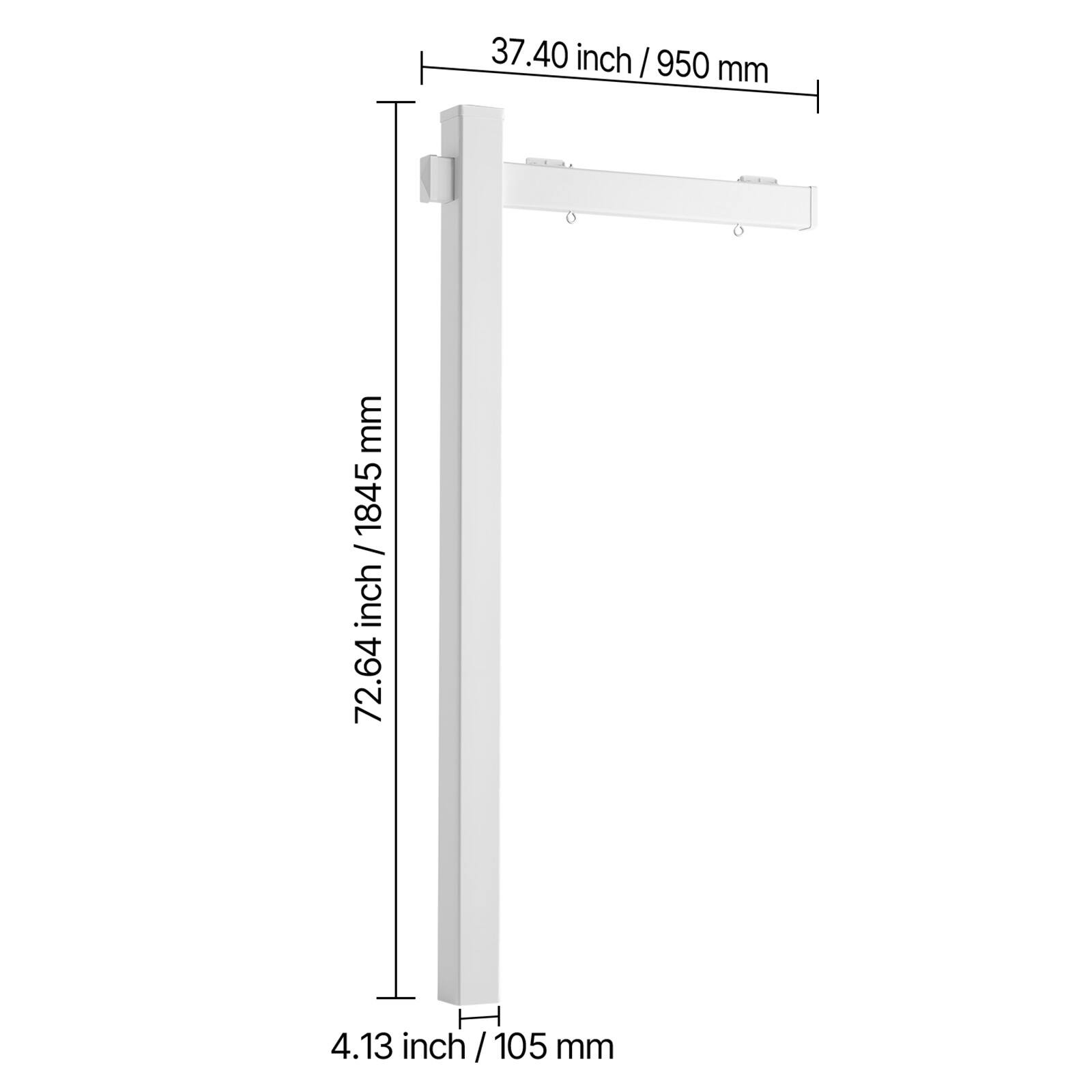 37.40 inch / 950 mm  
1845 mm  
72.64 inch  
4.13 inch / 105 mm