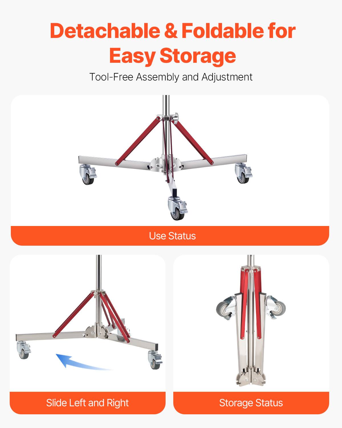 Detachable & Foldable for Easy Storage

Tool-Free Assembly and Adjustment

Use Status

Slide Left and Right

Storage Status