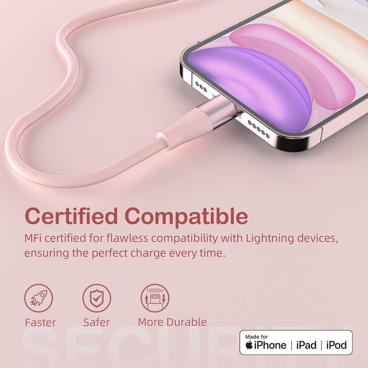 Certified Compatible

MFi certified for flawless compatibility with Lightning devices, ensuring the perfect charge every time.

Faster  
Safer  
More Durable

Made for iPhone | iPad | iPod