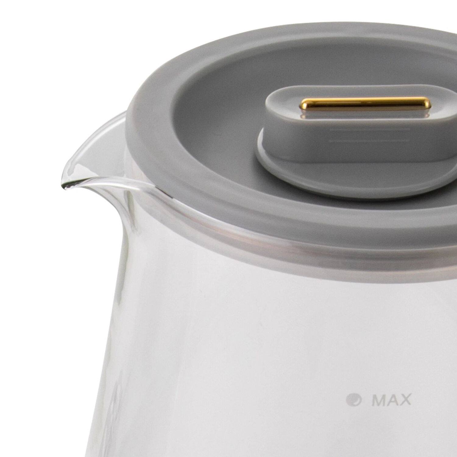 Left. Home Collection - 800W 1.8L Electric Glass Kettle – Fast-Boil Water Boiler for Tea & Coffee with 40-90 °C Adjustable Temperature Control - Clear.