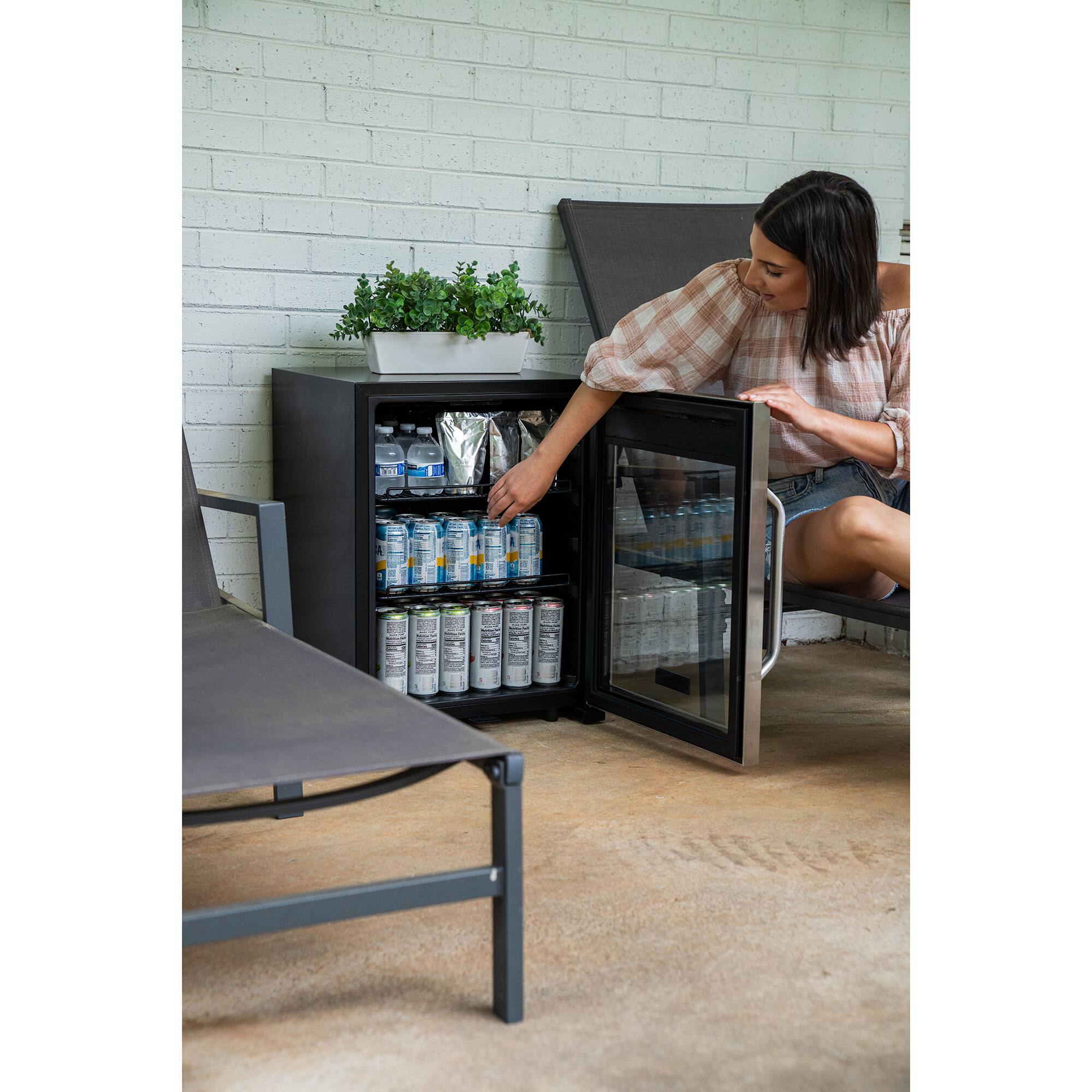 Angle. Magic Chef - Commercial 18.9 in. W. Single Zone 58 Can Cooler in Stainless Steel - Black.