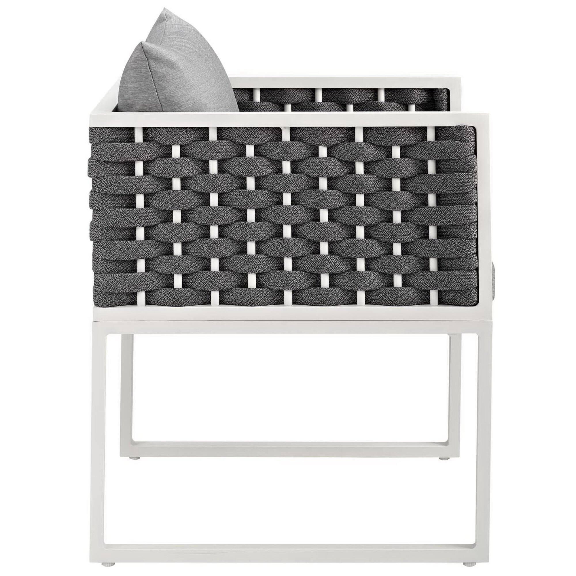Alt View 3. Modway - Stance 9-Piece Outdoor Patio Aluminum Dining Set - White Gray.