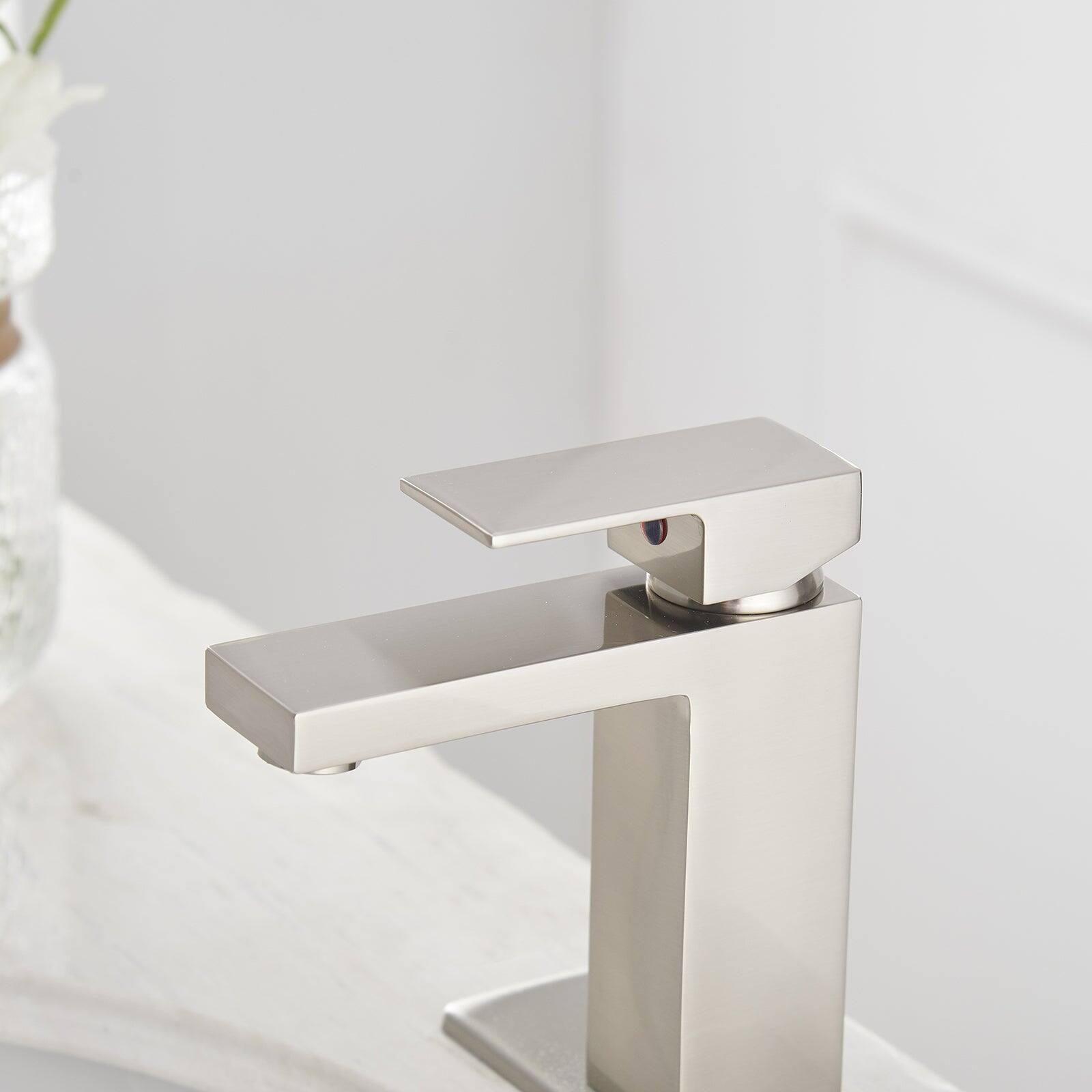 Alt View 9. Boyel Living - Single Handle Single Hole Bathroom Faucet with Deckplate Included and Pop Up Drain in Brushed Nickel - Brushed Nickel.