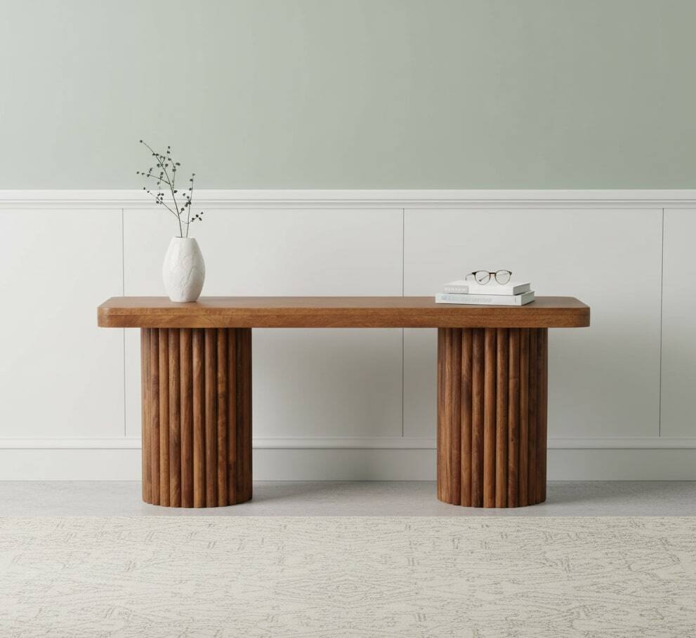 Alt View 6. Artisan Furniture - Artisan Furniture Solid Wood Astoria Fluted Bench, Brown - Brown.