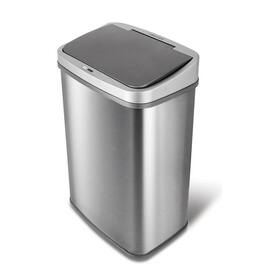 Hivvago - Grey 13-Gallon Stainless Steel Kitchen Trash Can with Motion Sensor Lid - Silver