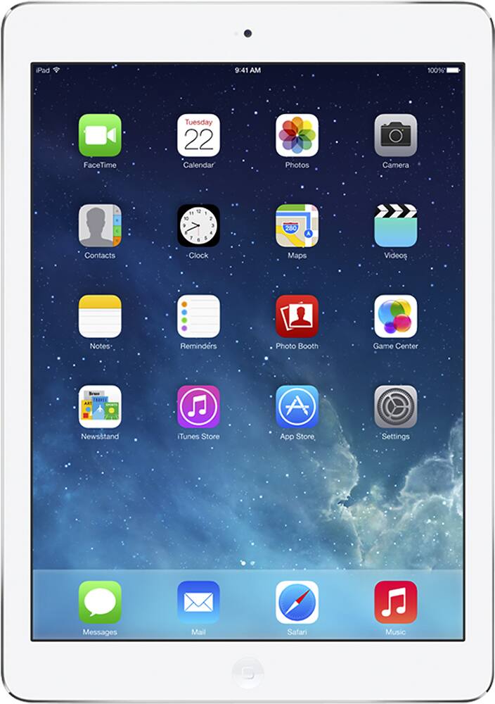 Front. Apple - iPad® Air with Wi-Fi + Cellular - 128GB - (Sprint) - Silver.