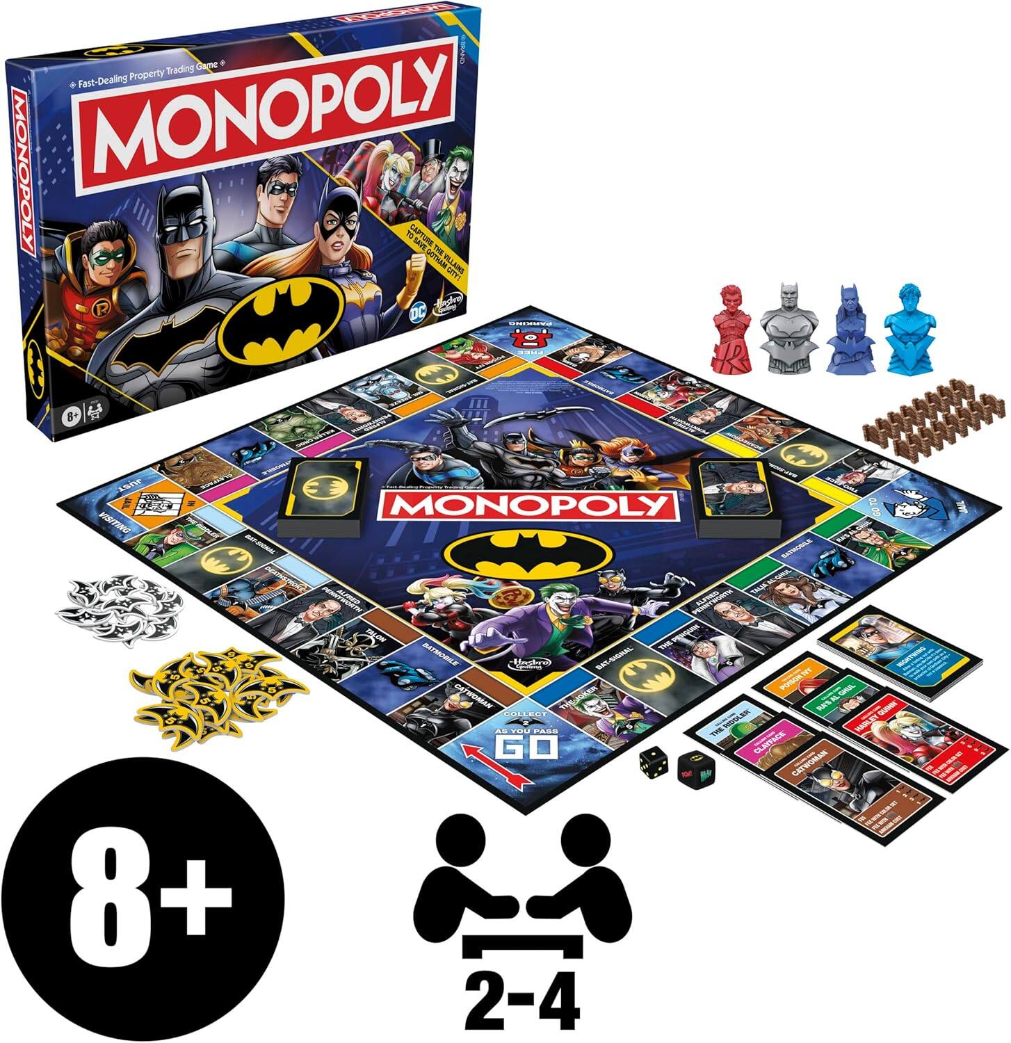 MONOPOLY  
Fast-Dealing Property Trading Game  

MONOPOLY  
DC Super Heroes Edition  

8+  
2-4 players  

GO