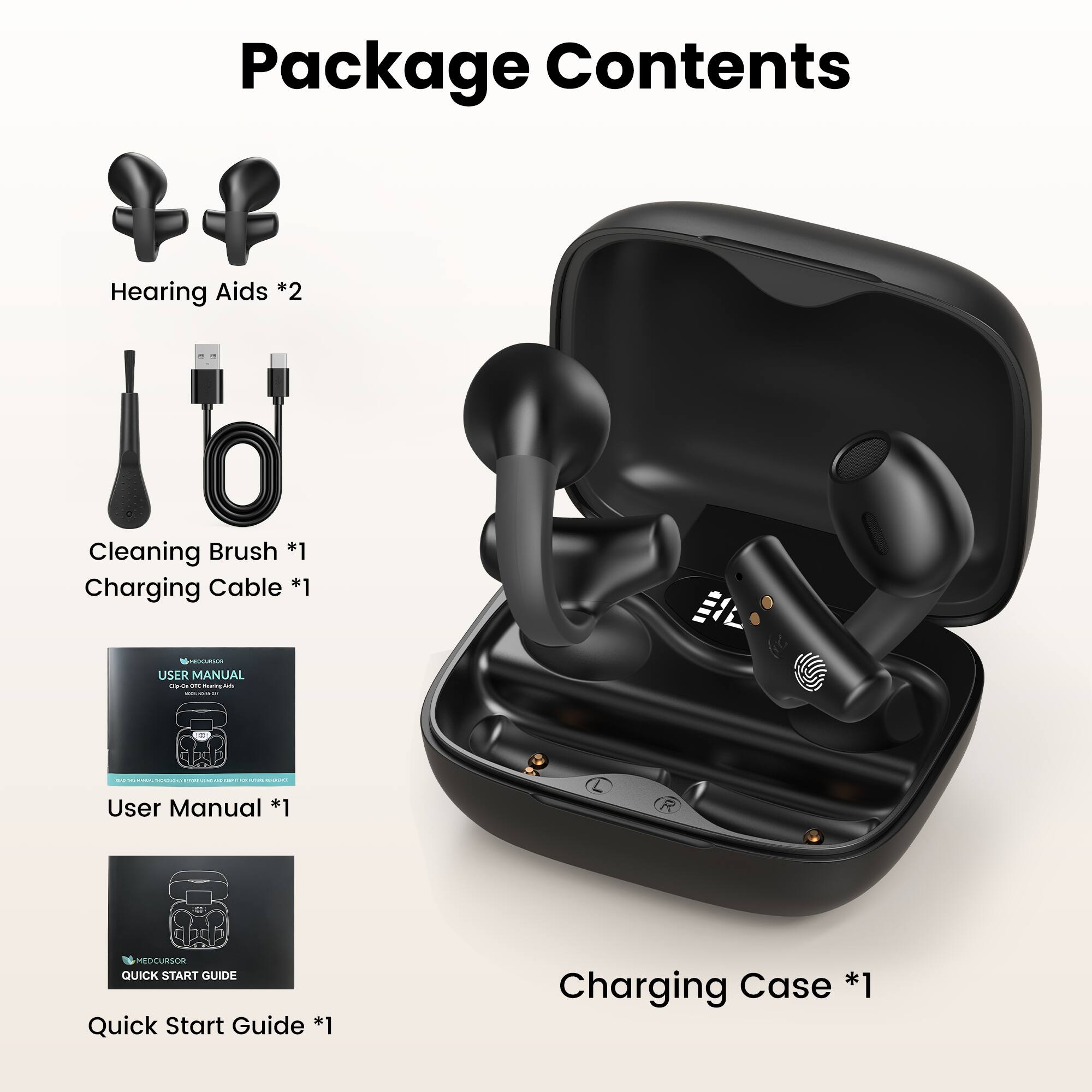 Medcursor Rechargeable Open Ear OTC Hearing Aids for Adults with 16 ...