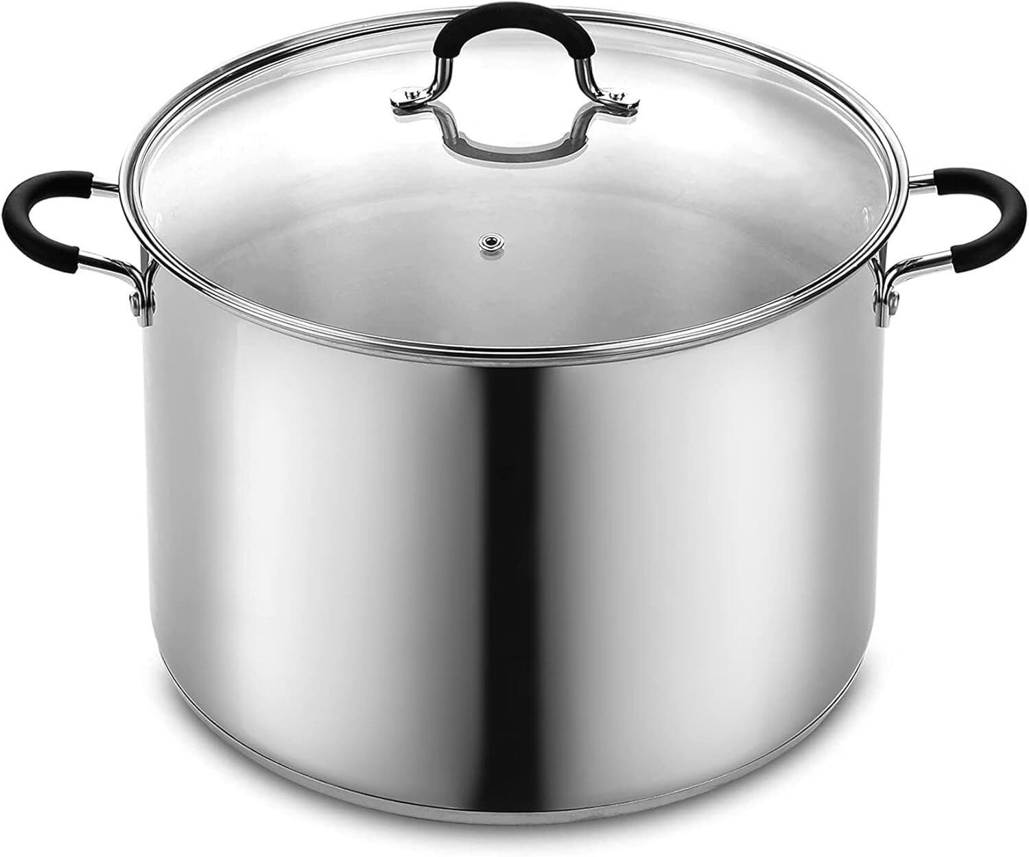 Front. Cook N Home - Professional 24QT S/S Stock Soup Pot for Pasta, Spaghetti with Lid,Stay-Cool Handle, Heavy Duty, Dishwasher Safe - stainless steel.