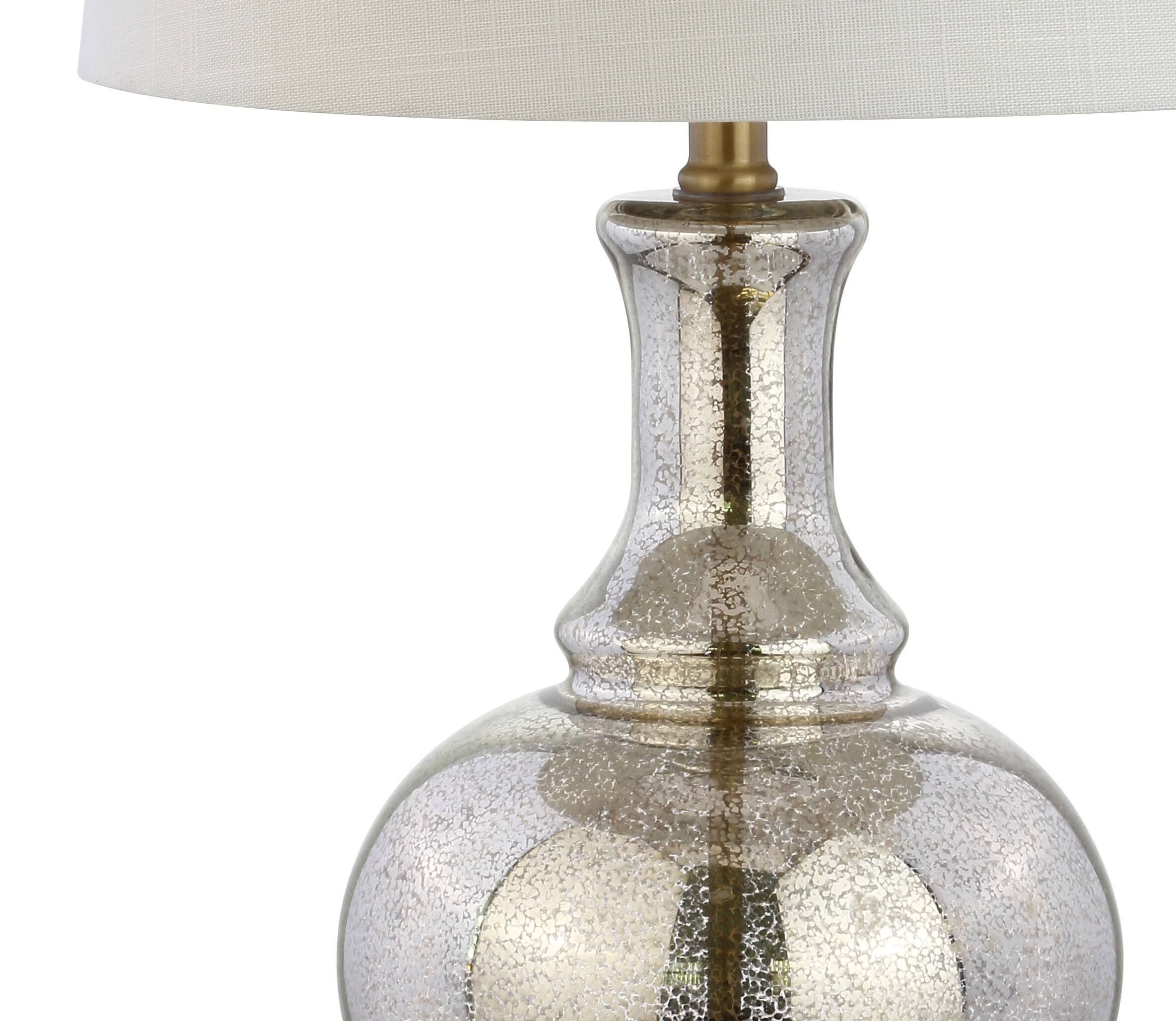 Alt View 6. Jonathan Y - Lavelle 25" Glass LED Table Lamp, Mercury Silver/Brass Gold (Set of 2) - Mercury Silver.