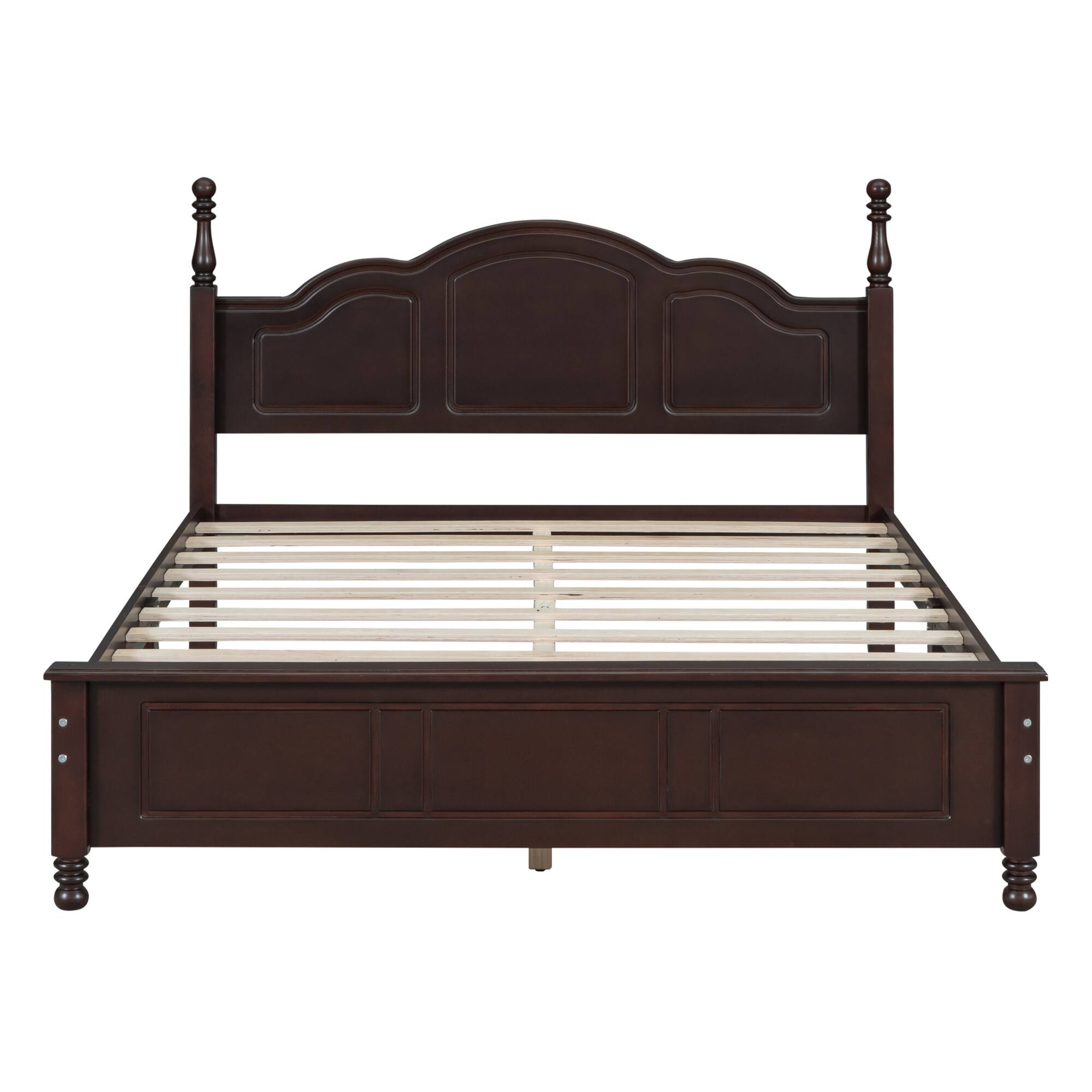 Left. GOODSILO - Queen Size Retro Wood Platform Bed Frame with Wooden Slat Support for Mattress - Walnut.