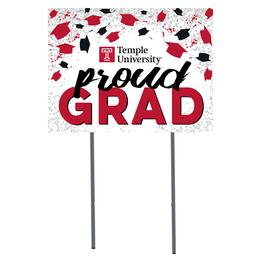 Jardine - Temple Owls 18" x 24" Proud Grad Yard Sign - White