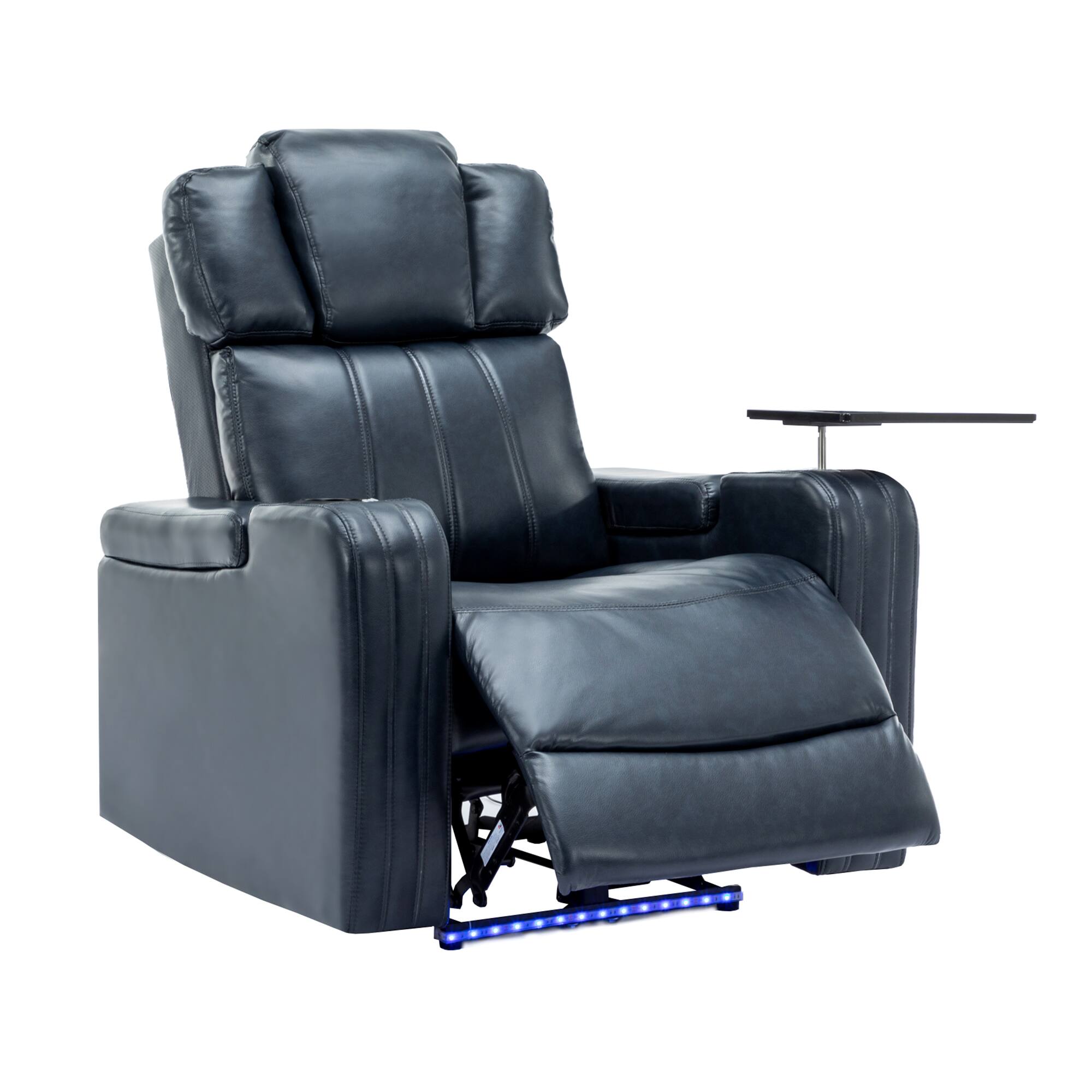 Alt View 6. APRILSOUL - Pu Leather Power Recliner Home Theater Recliner with Cooling Cup Holder Bluetooth Usb Tray Arm Storage Blue - Blue.