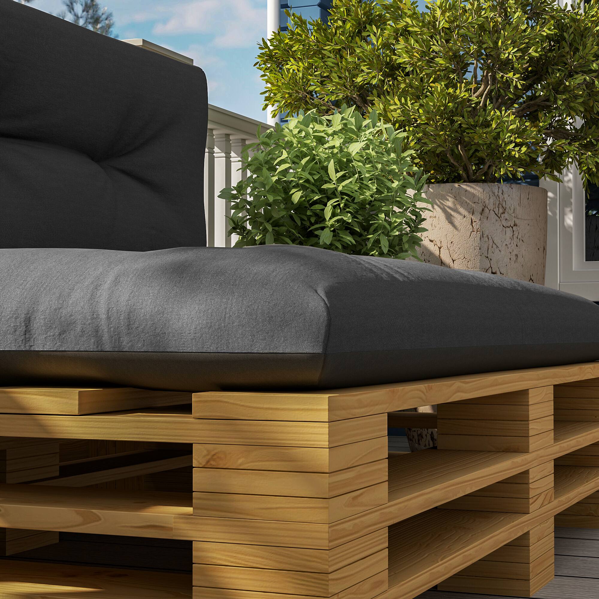 Alt View 8. Outsunny - 2 Seater Pallet Cushions Outdoor 3.9 in. Thick Replacement Pallet Sofa Cushions, Tufted Replacement Pads for Garden - Dark Gray.
