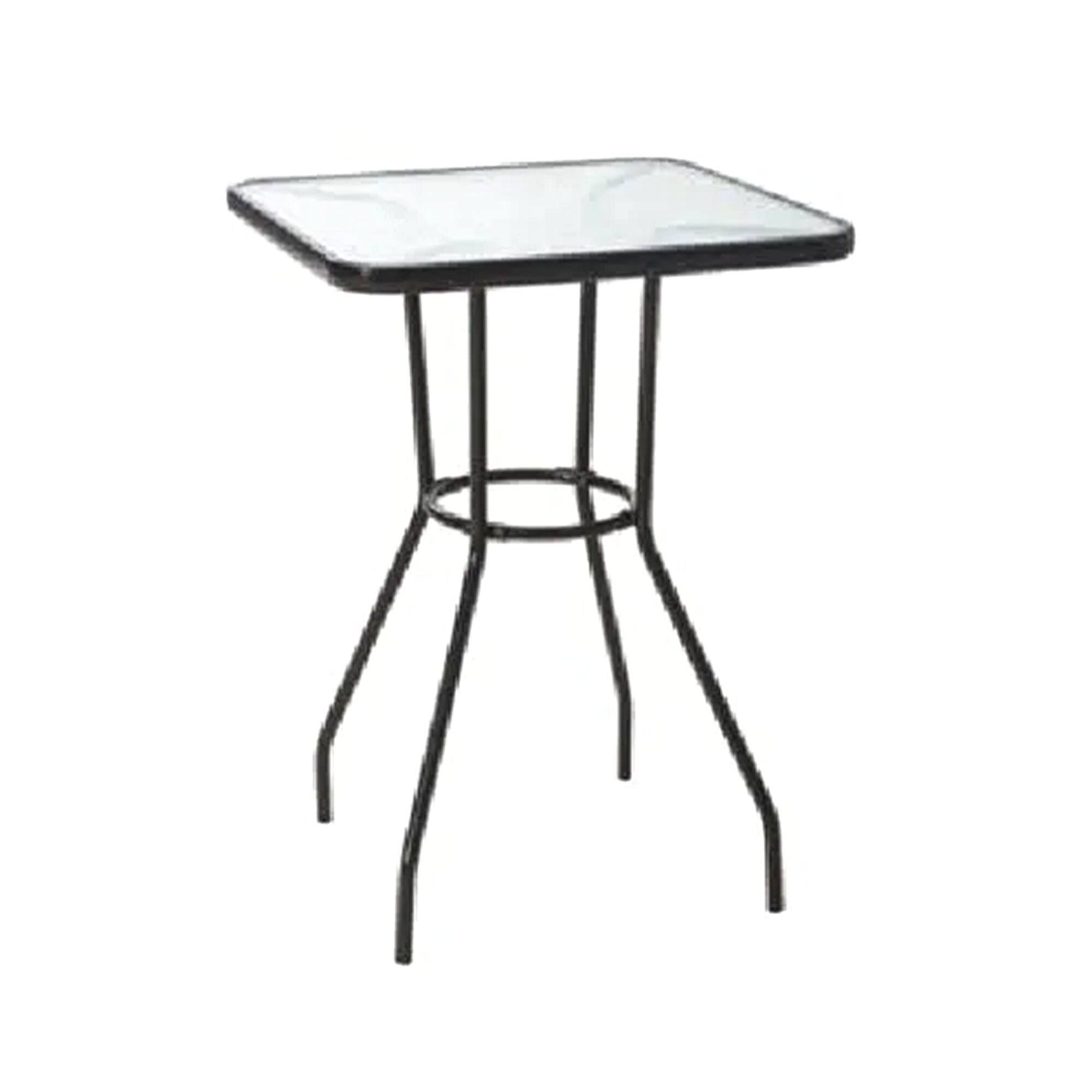 Front. Four Seasons Courtyard - Four Seasons Courtyard Sunny Isle Glass Top Dining Table with Tempered Glass - Black.