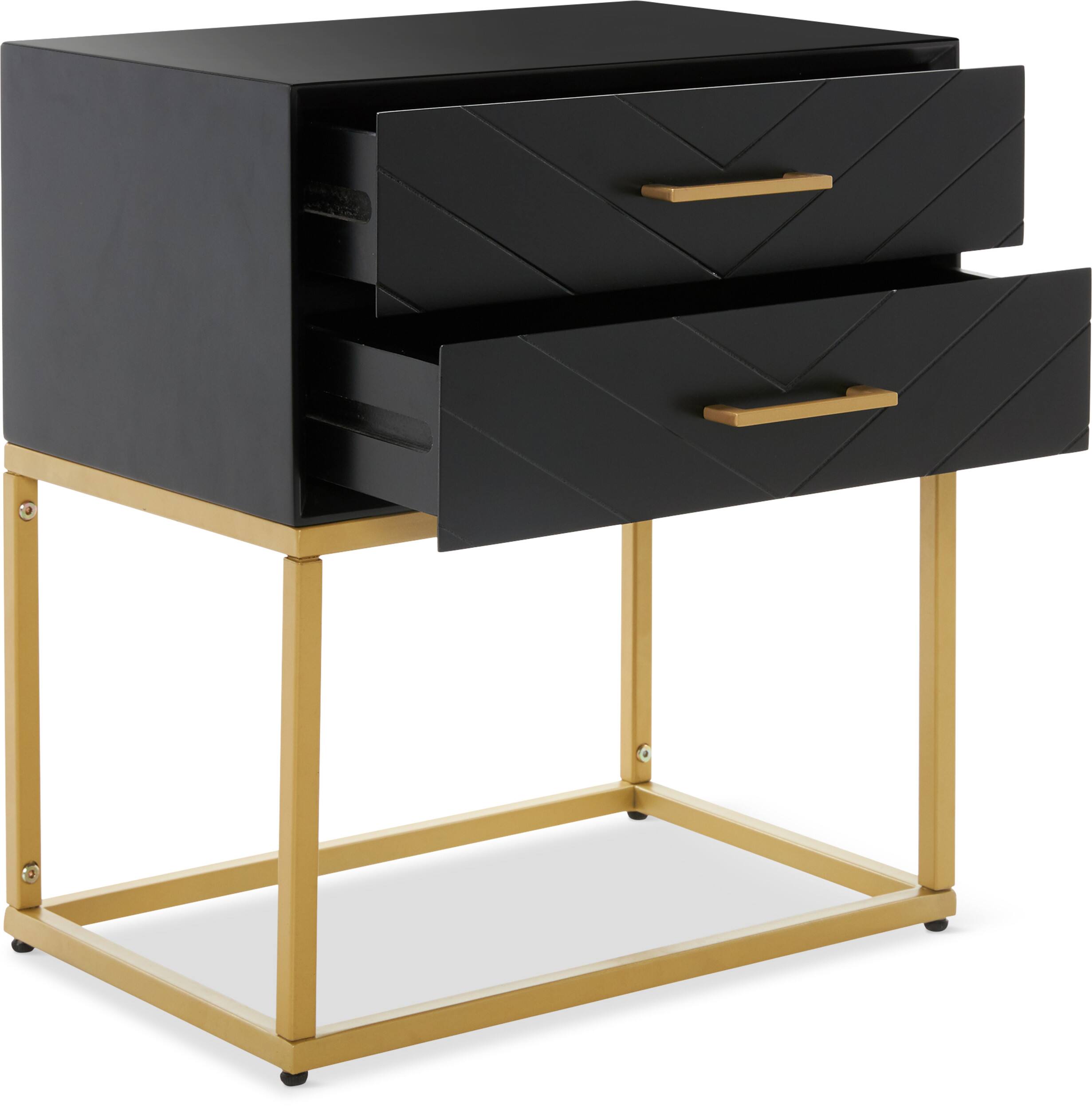 Alt View 13. Tommy Hilfiger - Ellias 2-drawer Bedside Table - Black and Gold.