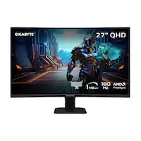 GIGABYTE - GS27QC (SA) 27" Curved VA LED QHD 165Hz/OC 170Hz FreeSync Premium Curved Gaming Monitor with HDR (HDMI, DisplayPort) - Black - Front_Zoom