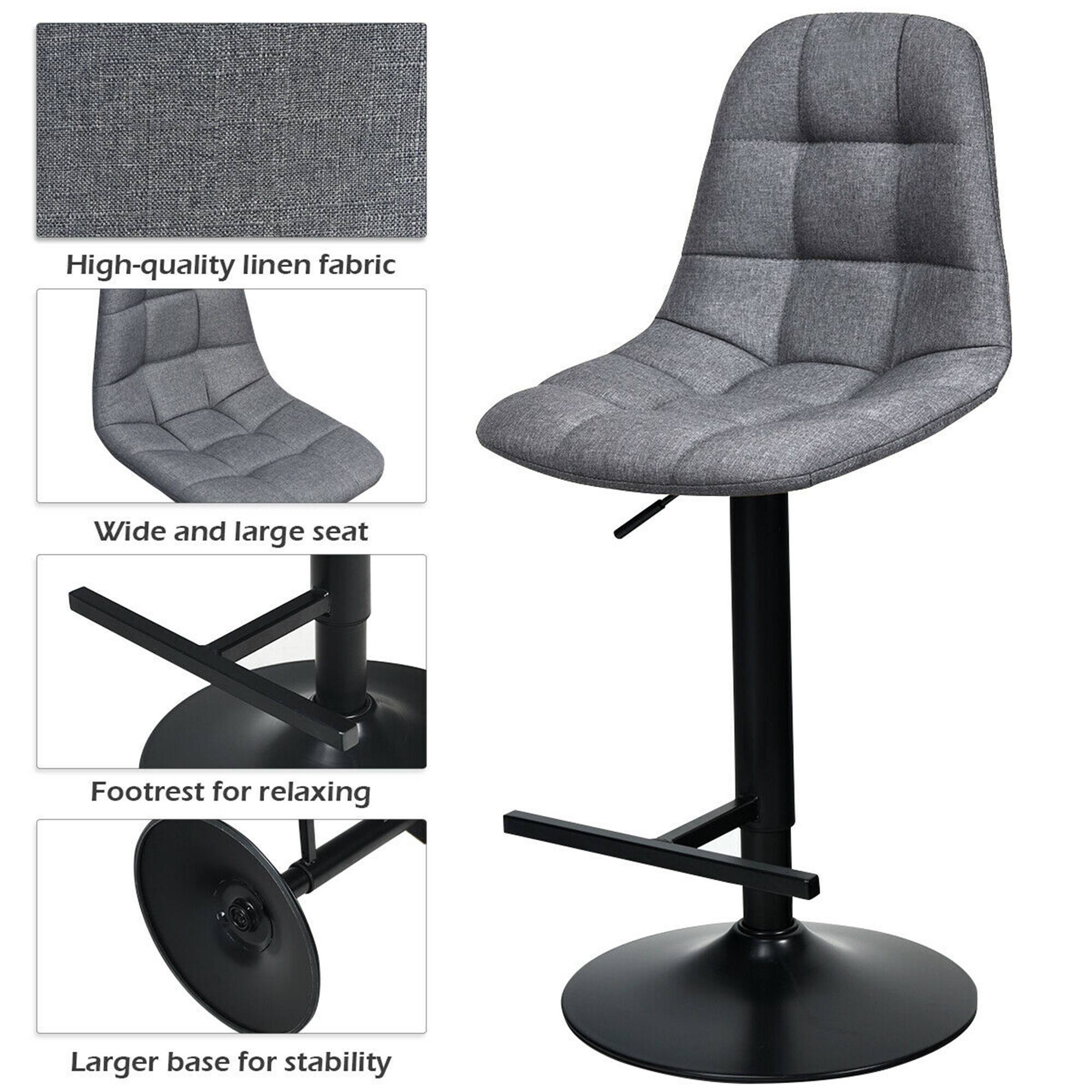High-quality linen fabric, wide and large seat, footrest for relaxing, larger base for stability