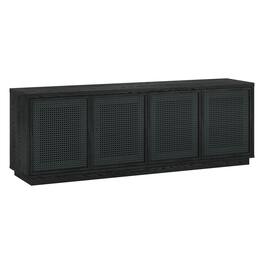 Hudson&Canal - Pryce Rectangular TV Stand for TV's up to 78" - Black Grain/Black Rattan