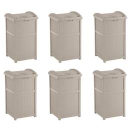 Suncast - Trash Hideaway 33 Gallon Resin Outdoor Garbage Container, (6 Pack) - Taupe