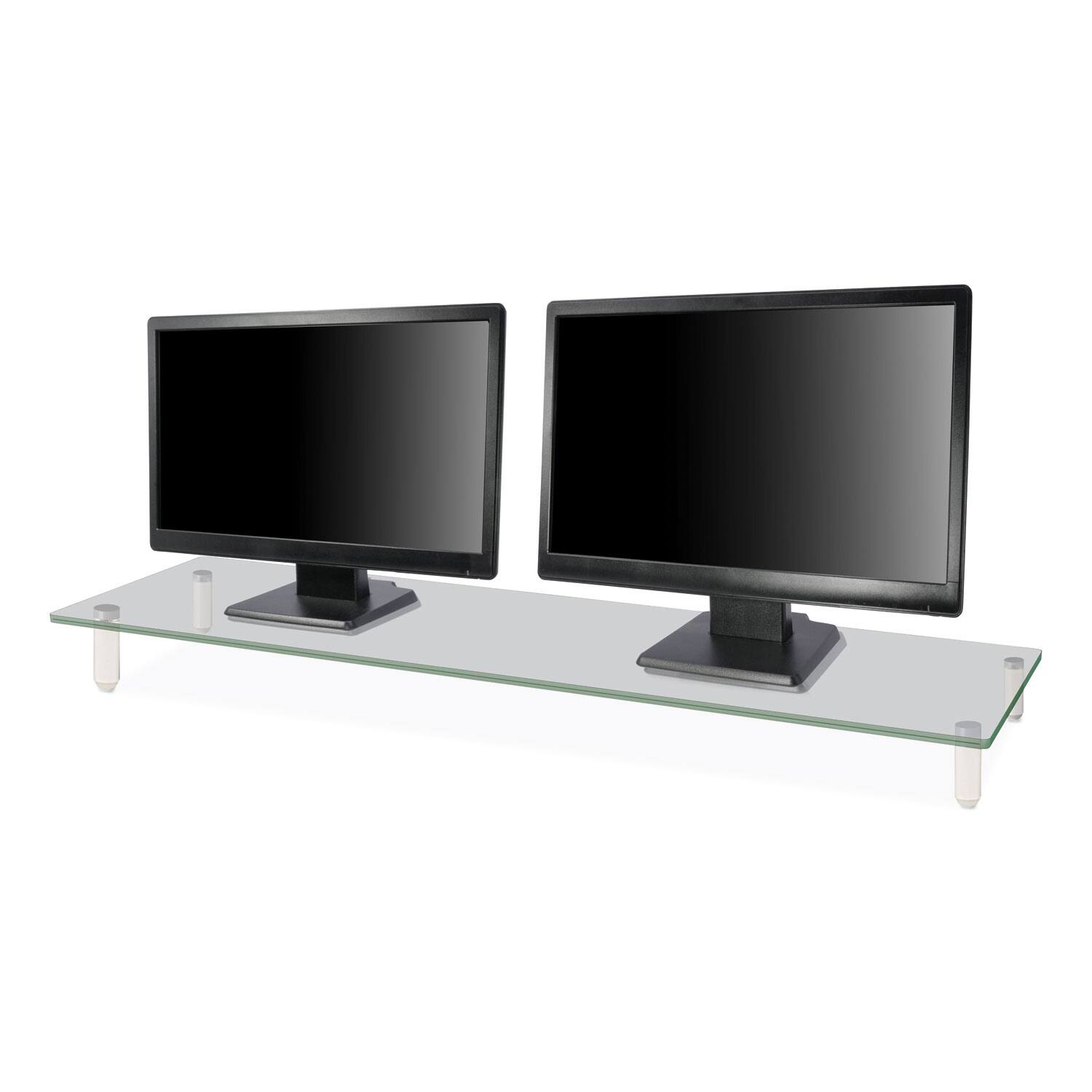 Alt View 4. KanTek - Kantek MS380 39.4 in. x 10.2 in. x 3.25 in. Supports 60 lbs. Extra Wide Glass Monitor Riser - Clear - Clear.