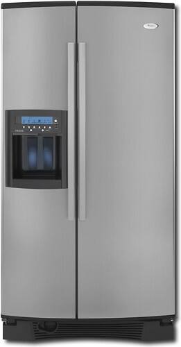 Front Standard. Whirlpool - 25.6 Cu. Ft. Side-by-Side Refrigerator with Thru-the-Door Ice and Water - Stainless-Steel.