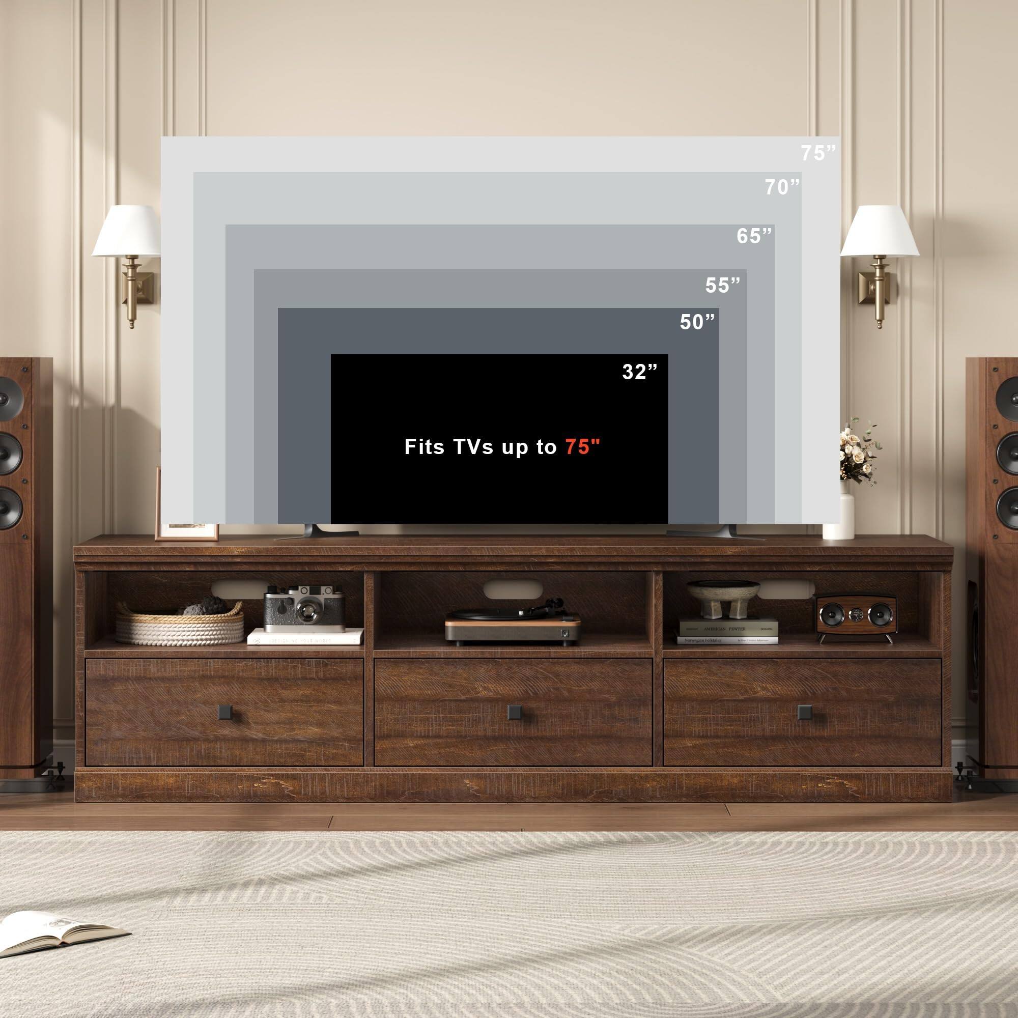 75" 70" 65" 55" 50" 32" Fits TVs up to 75"