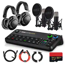 RODE - RODECaster Video All-in-One Production Console + 64GB Card + 2x Microphone + More