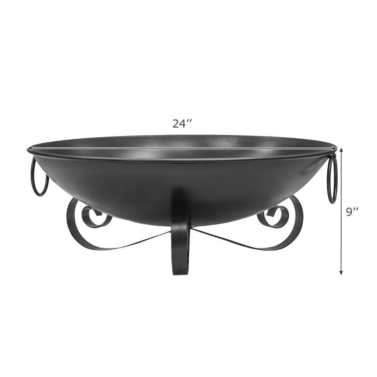 Alt View 4. Mondawe - 24 Inch Heavy-Duty Metal Fire Pit Bowl Outdoor Wood-Burning Firepit with Handles - Black.