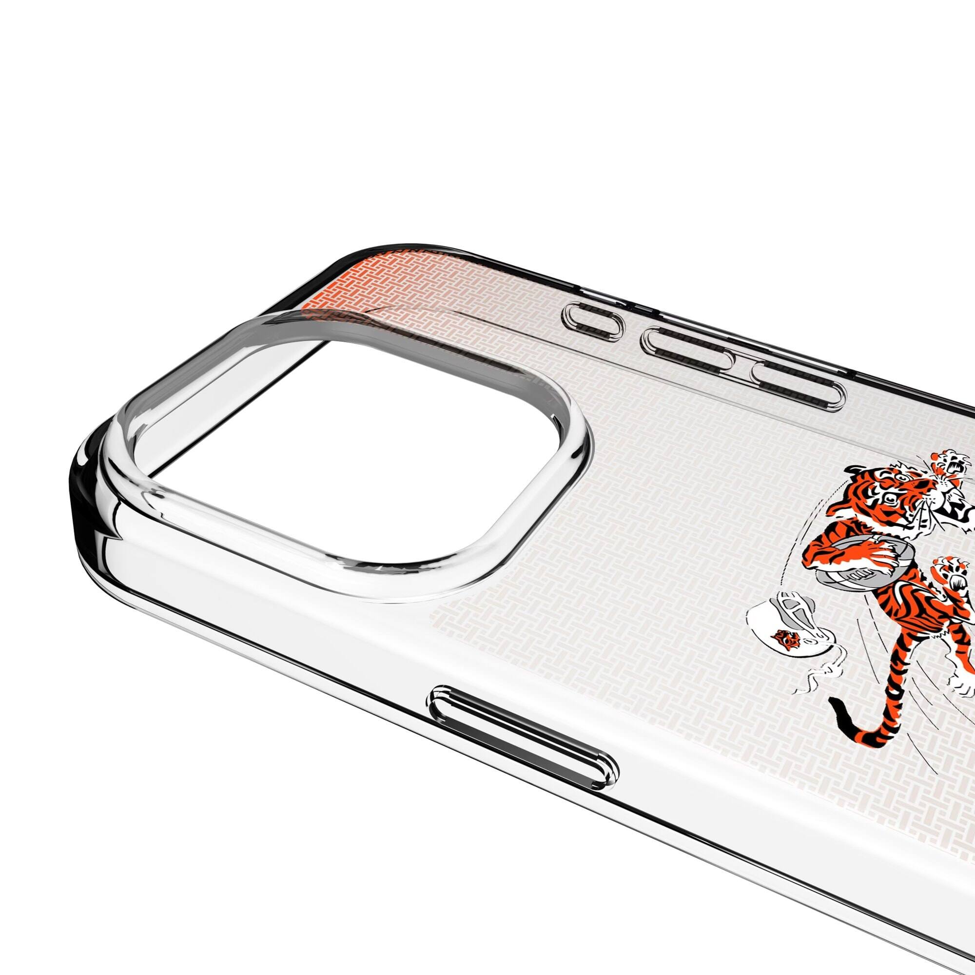 Alt View 2. Keyscaper - Cincinnati Bengals Linen Logo iPhone Clear Case - 13 Pro Max - Multicolor.