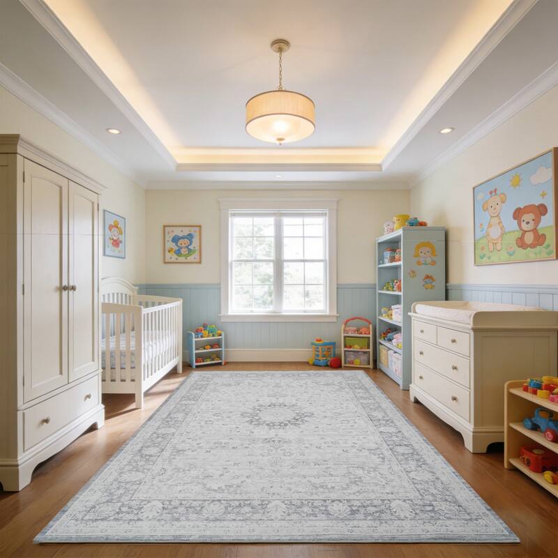 Alt View 1. RYHNUYNE - 8x10 Area Rugs Living Room Rug Washable Vintage Boho Rug No Slip Stain Resistant Soft Carpet Indoor Floor Floral Carpets - Painting.