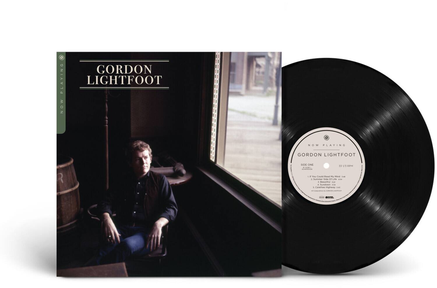 GORDON LIGHTFOOT

NOW PLAYING

GORDON LIGHTFOOT

SIDE ONE
35 1/3 RPM

1. You Could Read My Mind - 1:48
2. Beautiful - 2:22
3. Sundown - 3:41
4. Carefree Highway - 4:14

Coulo Read My Mind
F a Suummar Sate d .ite 40. 1 Beautiful 1.0 4 Sundown 0 1 Canatres Hghway I .41