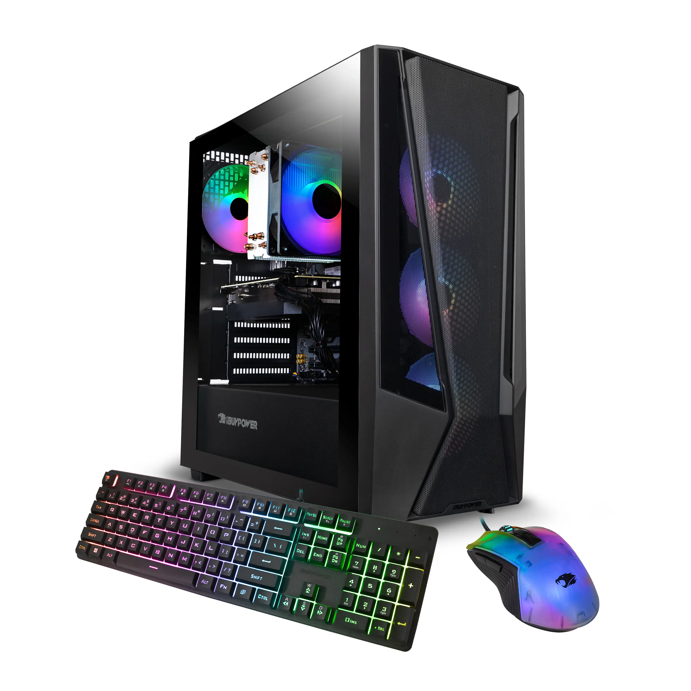 Front. iBUYPOWER - Trace Mesh Gaming Desktop - AMD Ryzen 5 5500, NVIDIA GeForce RTX 5050 8GB, 16GB DDR4 Non-RGB RAM, 1TB SSD _TMA5N5501 - Black.