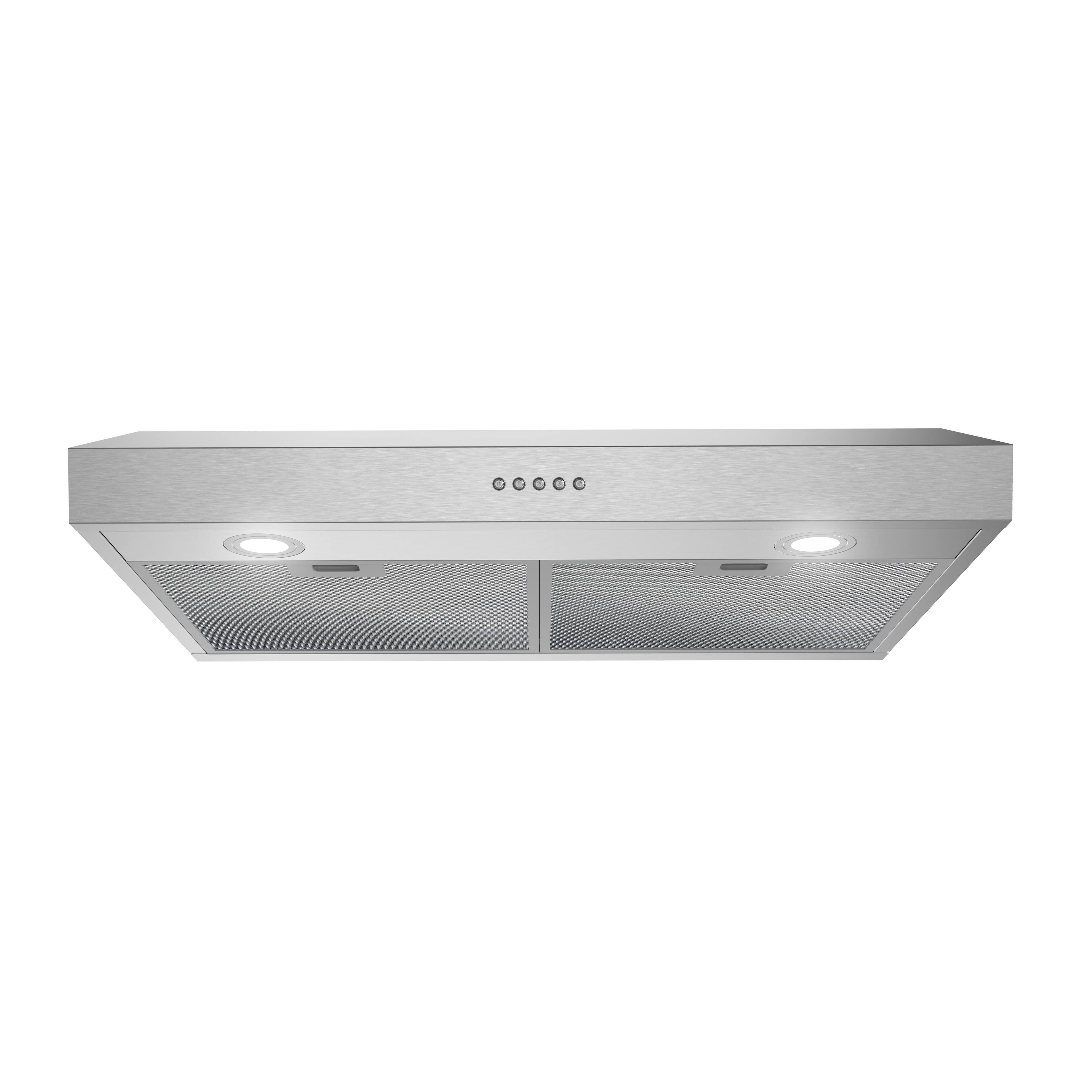 Angle. Streamline - 30 in. Cassino Ductless Undermount 165 CFM Range Hood, Mesh Filters, Push Button Control, LED Lights - Brushed Stainless Steel.
