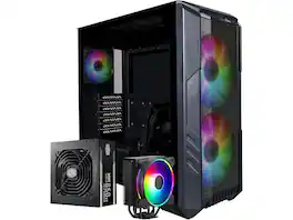 Cooler Master - HAF 500 + Hyper 212 Halo + 650W Gold PSU – 3x ARGB Fans, Mesh, Glass, Cable Management - Black
