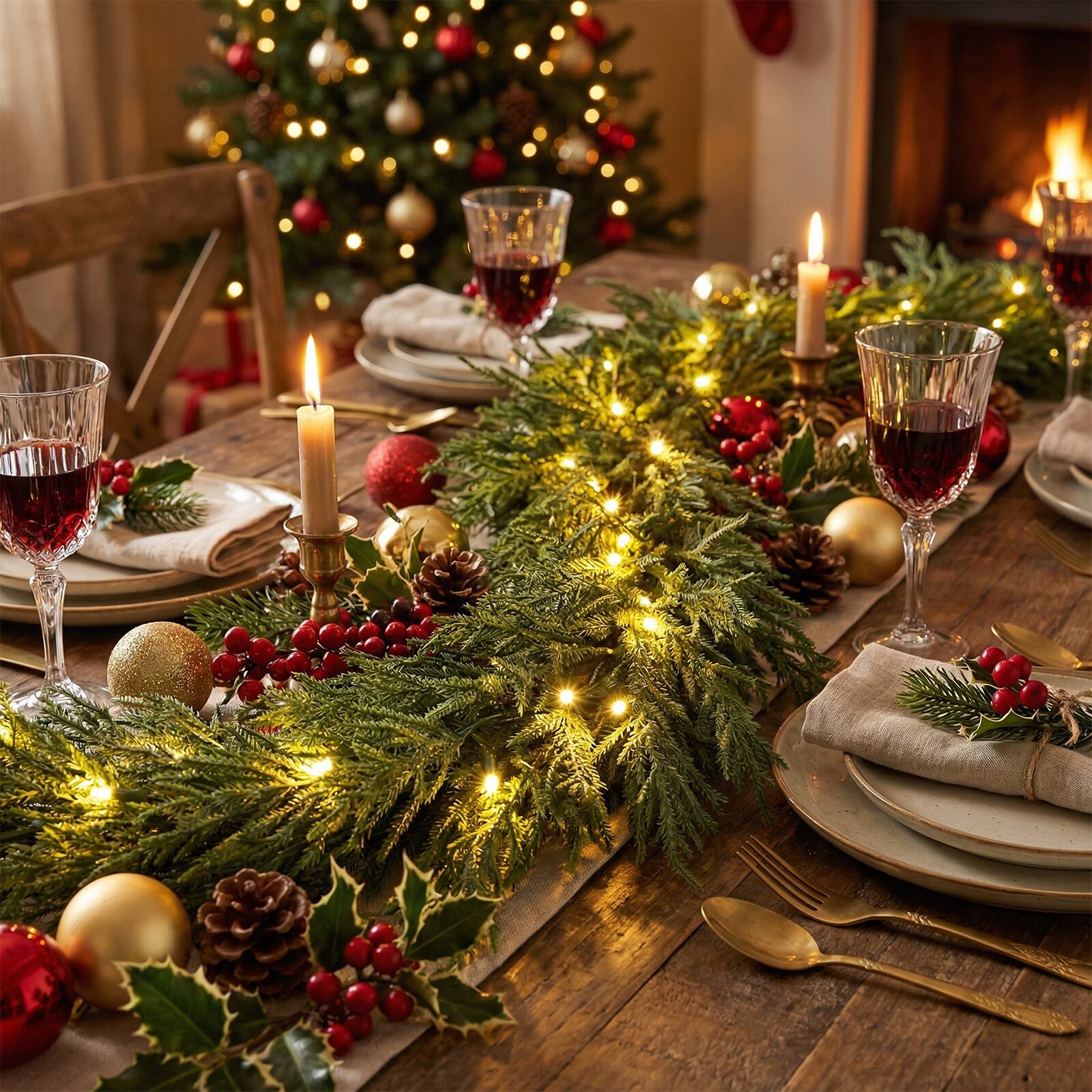 Alt View 1. Costway - Costway 9 FT Artificial Christmas Garland Real Touch Cypress Garland with 130 Branch Tips - Green.