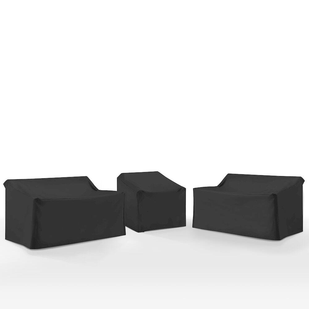 Alt View 2. Crosley Furniture - 3Pc Outdoor Sectional Furniture Cover Set - 2 Loveseats & 1 Chair - Black.