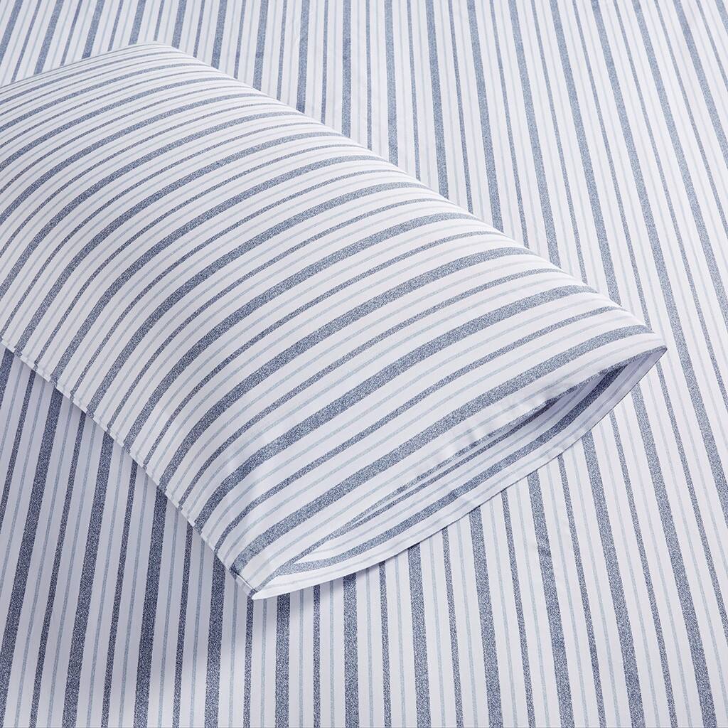 Alt View 3. Gracie Mills - Gracie Mills Esme Breathable Printed Cotton Percale Sheet Set - Blue Stripe.