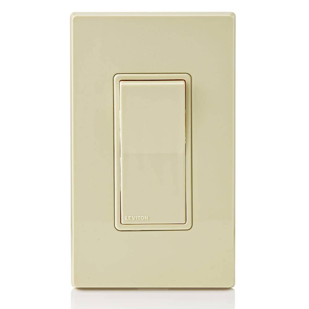 Left. Leviton - 5601-2I 15 Amp 120/277 Volt Decora Rocker Single-Pole Quiet AC Switch - Ivory.