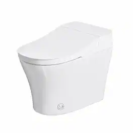 RYHNUYNE - One Piece Elongated Smart Bidet Toilet, Built-in Tank Instant Warm Water Heated Seat Power Outage Flush Child Mode - Milk White