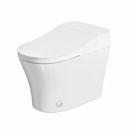 Front. RYHNUYNE - One Piece Elongated Smart Bidet Toilet, Built-in Tank Instant Warm Water Heated Seat Power Outage Flush Child Mode - Milk White.