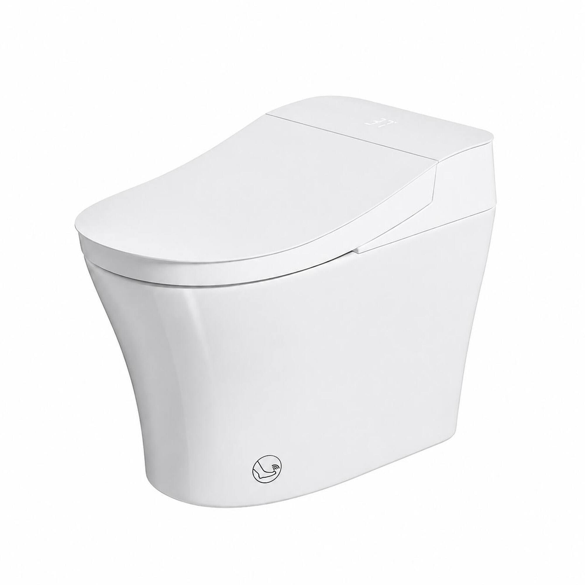 Front. RYHNUYNE - One Piece Elongated Smart Bidet Toilet, Built-in Tank Instant Warm Water Heated Seat Power Outage Flush Child Mode - Milk White.