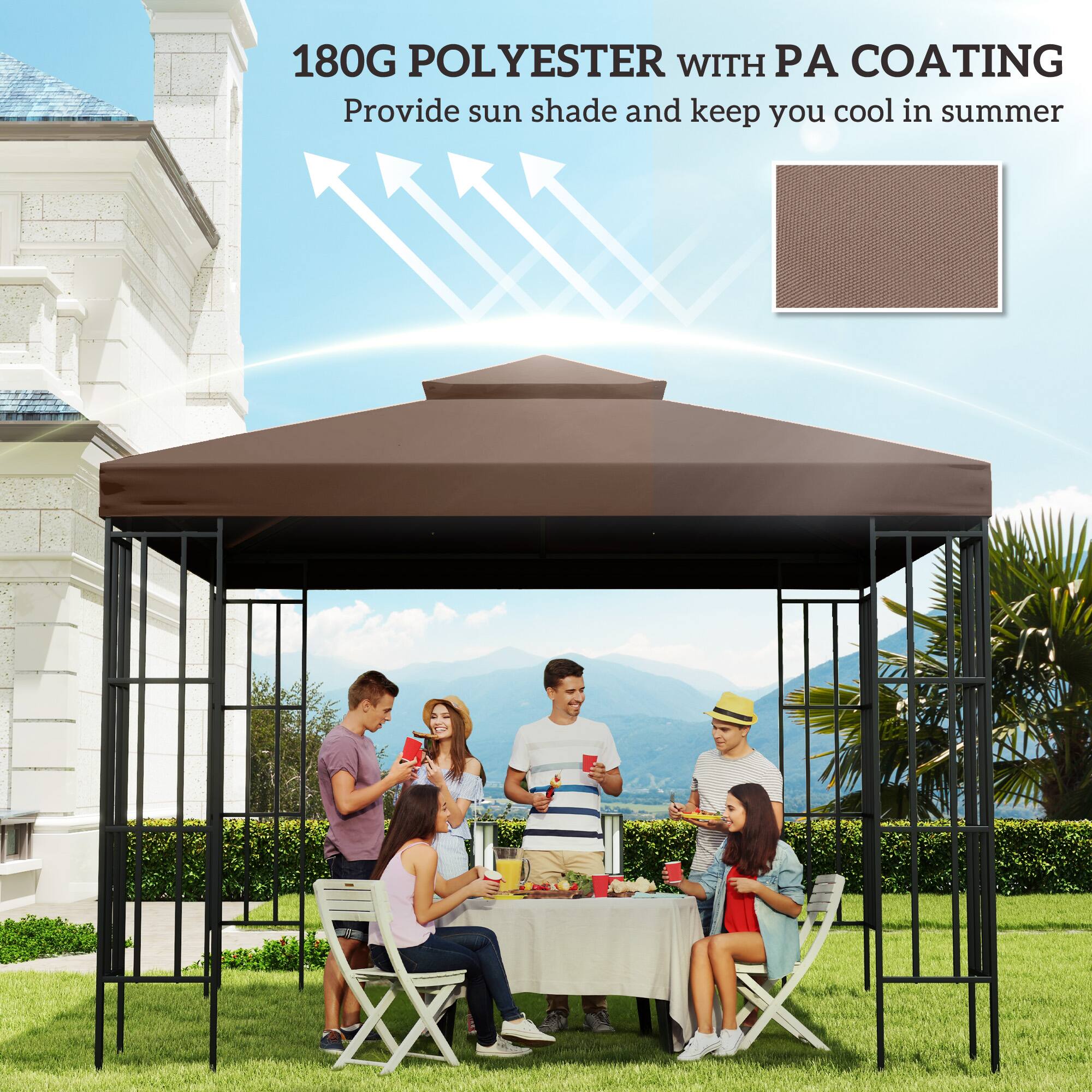 180G POLYESTER WITH PA COATING
Provide sun shade and keep you cool in summer