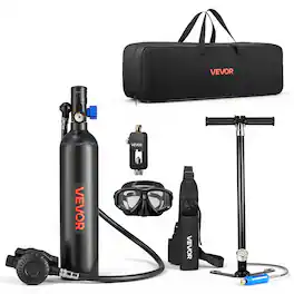 VEVOR - Mini Scuba Tank, 1L Portable Diving Tank for Underwater Breathing, Reusable Lung Diving Cylinder up to 20 Minutes Dive - Black
